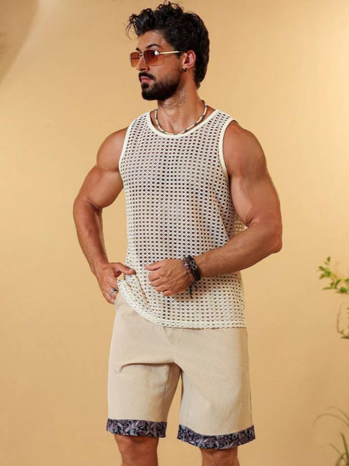 SWAVVY Men's style mesh sleeveless see-though tank top